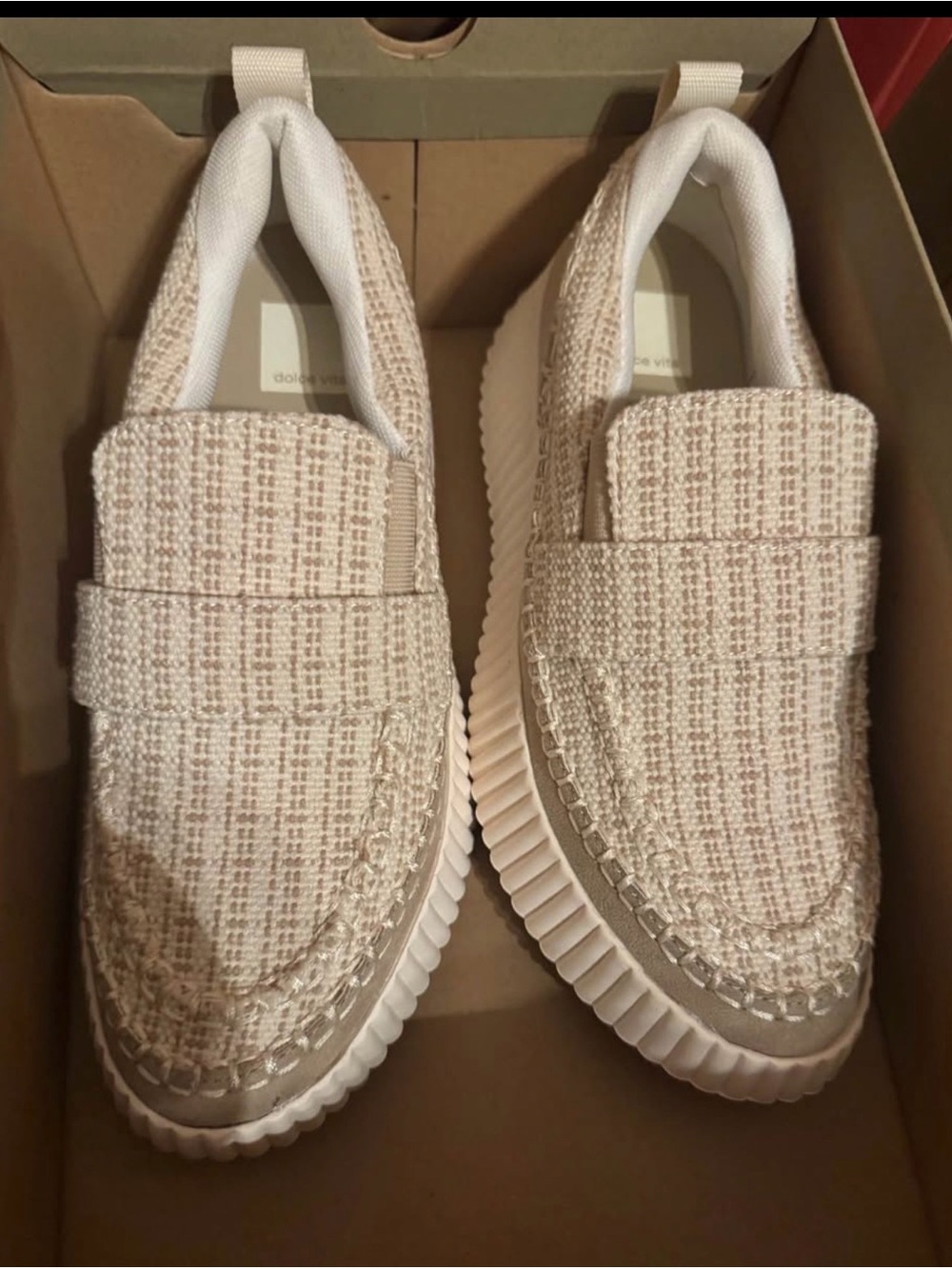 Dolce Vita Cream Woven Slip-On Sneakers
